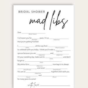 Printable How They Met Mad Libs, Ready To Print Digital Item, Mad Libs Bridal Shower Game, Printable Minimalist Bridal Shower Game, 216