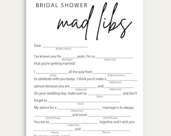 Printable How They Met Mad Libs, Ready To Print Digital Item, Mad Libs Bridal Shower Game, Printable Minimalist Bridal Shower Game, 216
