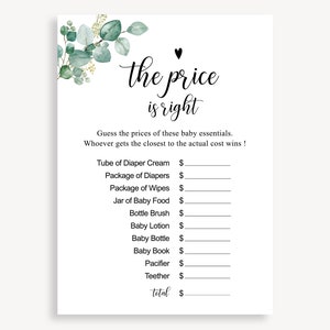 Jogo engraçado para chá de bebê, The Price is Right Digital Baby Shower Game Cards, Download instantâneo de jogos para chá de bebê, Price is Right Game, 20 FM