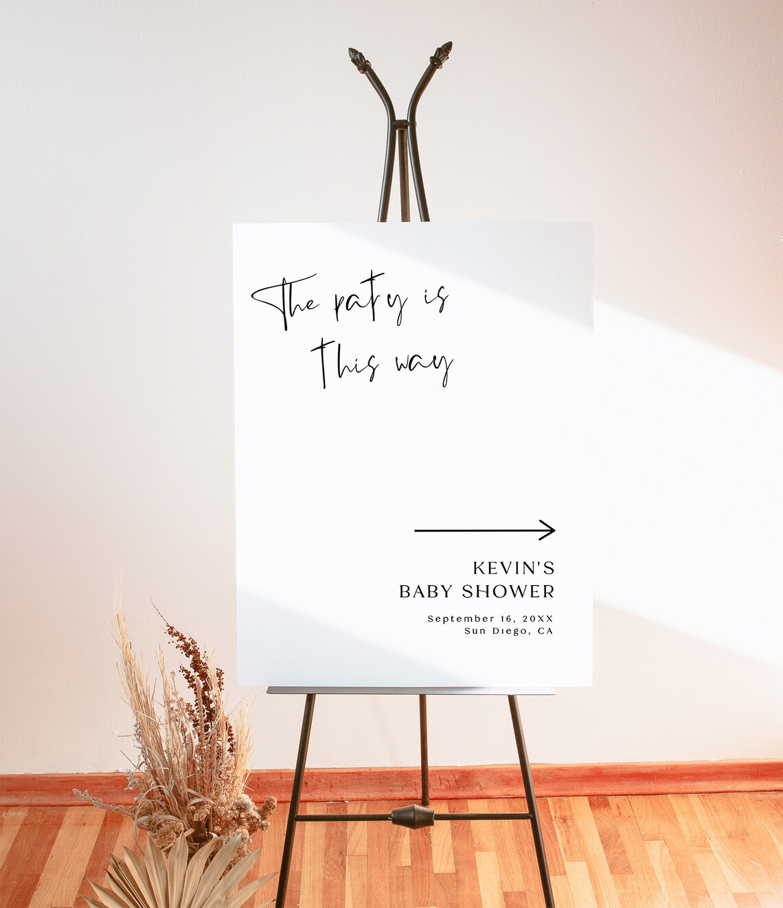 Baby Shower Direction Sign Template, Minimalist Baby Shower Direction ...