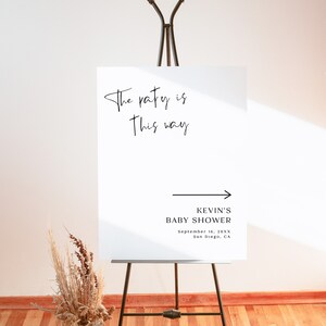 Baby Shower Direction Sign Template, Minimalist Baby Shower Direction ...