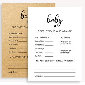 Jeu de prédictions et conseils pour baby shower, prédictions de bébé et conseils de cartes, jeu de prédictions de baby shower imprimable, imprimable, 10 FM R