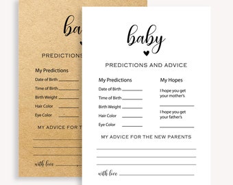 Baby Predictions and Advice Baby Shower Game, Baby Predictions and Advice Cards, Printable Baby Shower Predictions Game, Printable, 10 FM R
