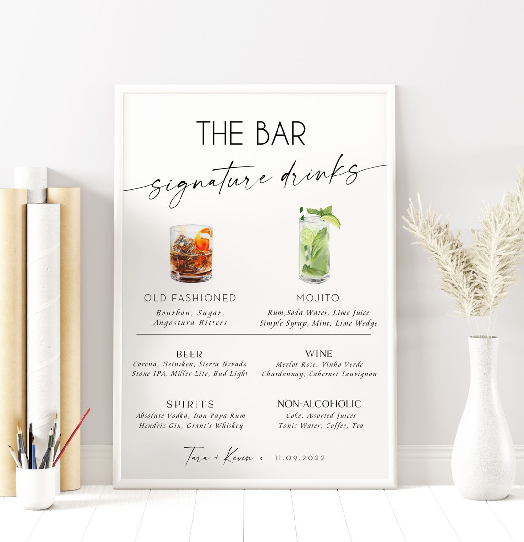 Signature Drink Sign Template Signature Cocktail Sign Etsy Signature Drink Sign Template Signature Cocktail Sign Etsy
