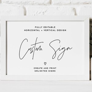 Editable Wedding Custom Sign, Bridal Shower Custom Table Sign, Create Your Wedding Sign, Modern Custom Sign, Create Unlimited Sign RS KC 57a