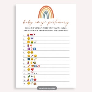 Jogo de Emoji para Chá de Bebê Instantâneo, Cartões para Imprimir de Emoji para Chá de Bebê, Jogo de Imagens de Emoji Minimalista, Jogo de Chá de Bebê Moderno, 70 FA