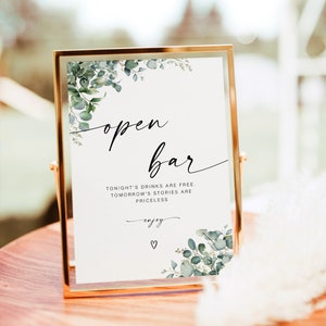 Minimalist Open Bar Sign, Wedding Bar Sign Template, Editable Wedding Open Bar Sign, Alcohol Drink Sign, Editable Wedding Sign, RS KA 108 A