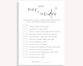 Printable Minimalist Baby Shower Game, Over Or Under Trivia Game, Over or Under Baby Shower Game, Modern Baby Shower, Gender Neutral, 10 FG
