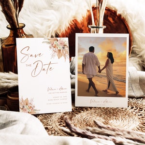 Elegant Save The Date Invite, Minimalist Save The Date Template, Modern Photo Save The Date Card, Editable Printable Save Our Date STD KA 17