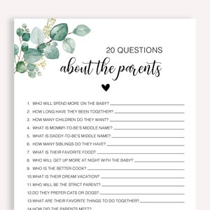 20 Questions About the Parents Baby Sprinkle Game How Well - Etsy