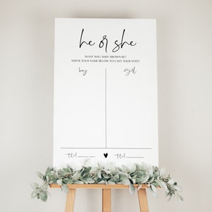 Gender Guess Board Sign, He Or She Gender Reveal, Minimalist Baby Shower, Gender Reveal Party, He Or She What Will Baby Be Sign, YS BK 214
