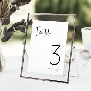 Basic Simple Clean Wedding Table Number, Editable Table Number Template, Minimalist Wedding Table Numbers, Boho Table Number Card, TN KG 06