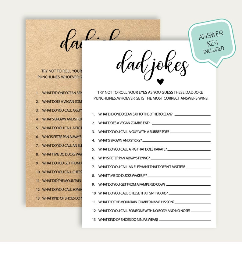 Dad Jokes Baby Shower Trivia Baby Shower Dad Game Printable Etsy