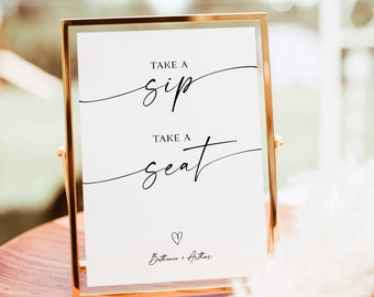 Sip And Be Seated Sign, Take A Drink Seating Sign, Seating Sign Template, Printable Take Your Seat Sign, Find Your Seat Sign, RS KA 140