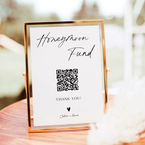 Venmo Honeymoon Wish Fund Sign, Editable Wedding Cash Gift Template, Wedding Honeymoon Fund Sign, Honeymoon QR Code Sign, Qr Code, RS KB 159