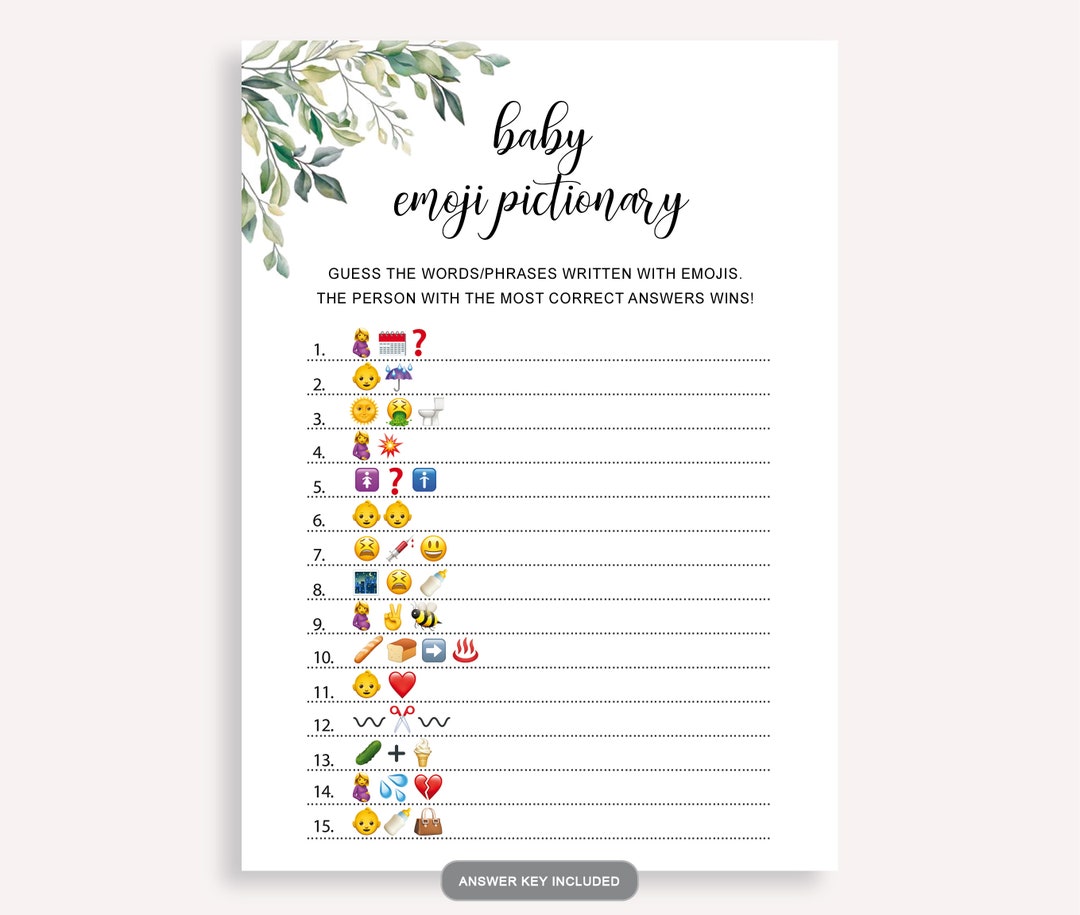 Instant Baby Shower Emoji Game, Baby Shower Emoji Pictionary Printable ...
