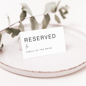 Editable Wedding Ceremony Seating Tag Sign, Wedding Reserved Tag Complete, Minimalist Reserved Seat For Mother Of The Bride Sign, RES KC 06