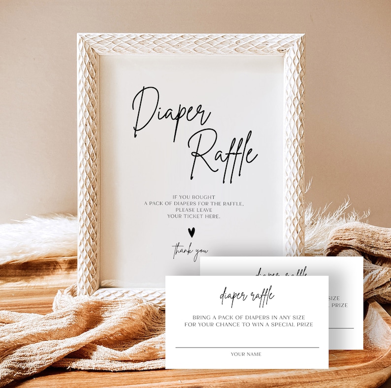 Diaper Raffle Game, Editable Baby Shower Diaper Raffle Game, Minimalist ...