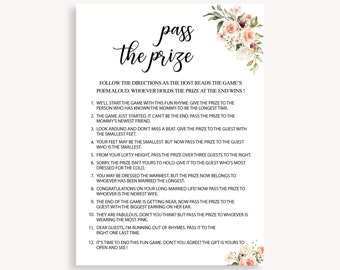 Pass The Prize, Gender Neutral Baby Shower, Minimalist Rhyme, Rustic Kraft Baby Shower Game, Baby Shower Scramble, Instant Download , 30 FM