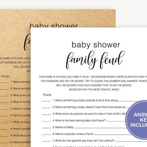 Family Feud Baby Shower Game - Pack Of 30 Cards, Answer Key, Boy & Girl Themed, Decorations & Supplies - View #7