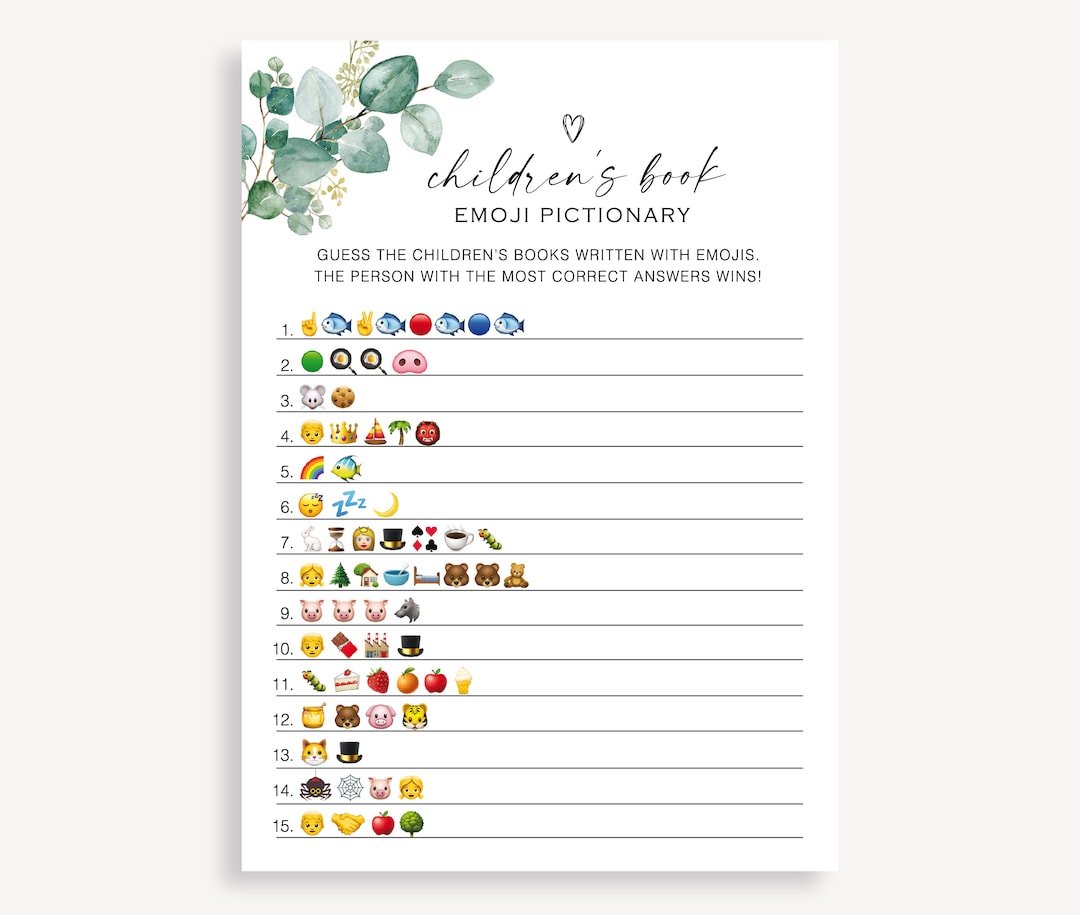Emoji Pictionary Baby Shower Game, Children's Baby Book Emoji Game