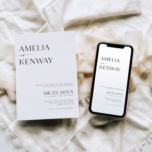 Minimal Wedding Invitation Template, Editable Text Message Invite, Modern Printable Wedding Invite, Digital Text Wedding Evite, NV KA 01a E
