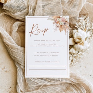 Tarjeta de respuesta de boda minimalista, tarjeta de respuesta en línea, tarjeta de respuesta de boda boho, tarjeta de respuesta de boda en tono óxido, NV Ka 102
