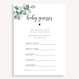Jeu de devinettes pour baby shower, jeu de pronostics pour bébé, téléchargement immédiat de cartes de devinettes pour bébé, calendrier de date d'échéance, modèle bébé modifiable, 20 FM E
