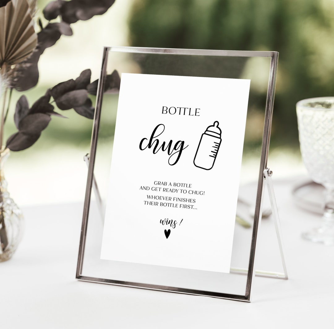 Bottle Chug Sign Game, Baby Bottle Chug, Baby Bottle Game, Baby Bottle Drinking Game, A Baby is