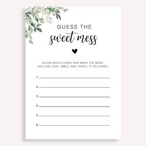 Modern Candy Bar Game, Best Guess The Sweet Mess Baby Shower Game, Printable Dirty Diaper Game, Guess The Sweet Mess Baby Shower Game, 50 FM