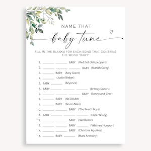 Name dass Baby Song Spiel, Baby Tune Spiel, Name dass Baby Tune Baby Shower Spiel, Minimalist Baby Song Spiel, Minimalist Baby Shower Spiel 50 FA