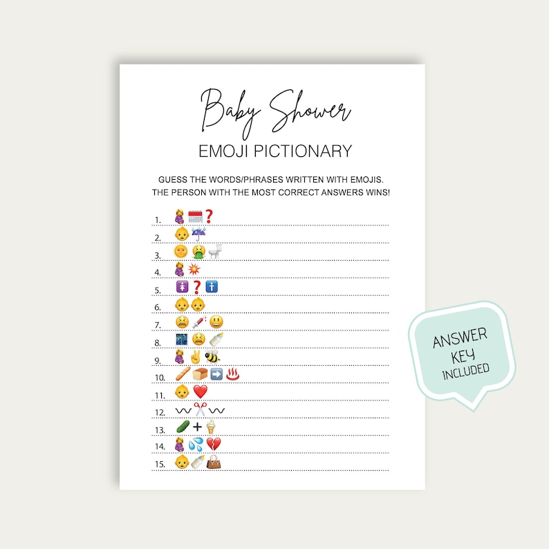 Baby Emoji Pictionary Shower Game Baby Emoji Game Print at Etsy