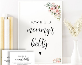 Modern Guess How Big Mommy's Belly Game Sign, Instant Belly Guessing Game, How Big Is Mommy's Belly Game, Minimalist Baby Shower Game, 30 FM