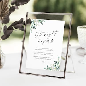 Instant Diaper Thoughts Sign, Modern Baby Shower Activity, Late Night Diapers Sign, Minimalist Baby Shower Game, Modern Diaper Notes, 50 FA