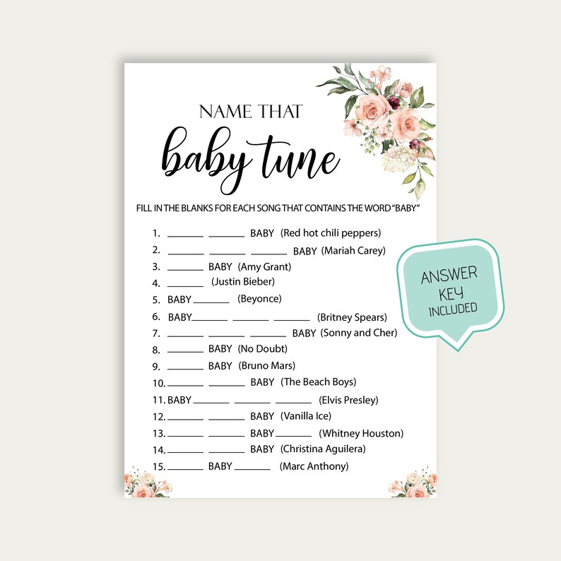 Name That Baby Tune Printable Baby Shower Game Name That Baby - Etsy