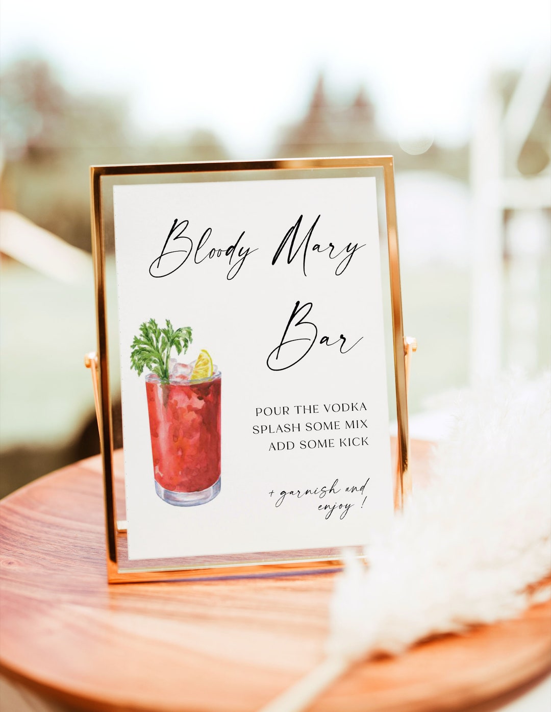 Editable Bloody Mary Bar Sign, Bridal Bruch Bloody Mary Cocktail Sign