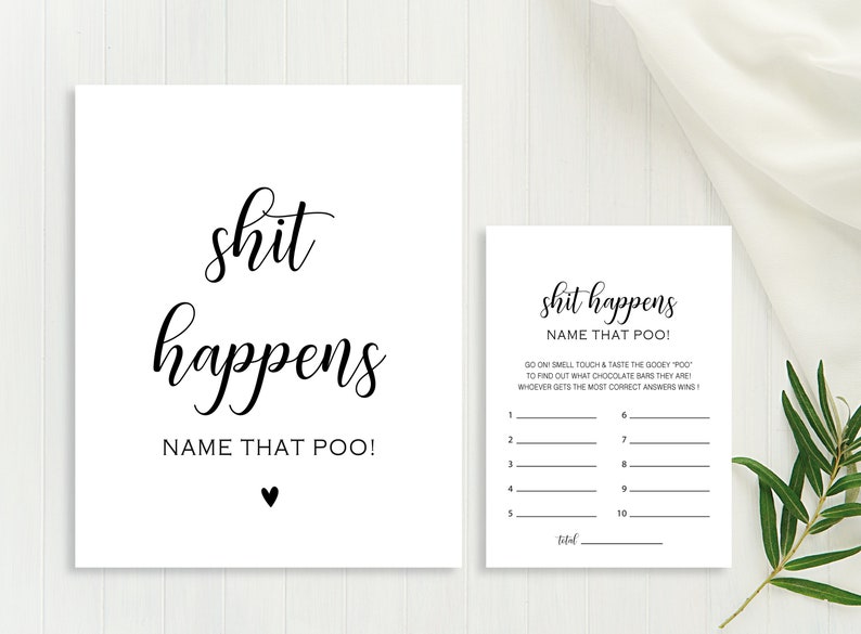 Shit Happens Name That Poo Baby Shower Game Dirty Diaper Baby - Etsy