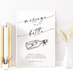 Message in A Bottle Sign, Wedding Guestbook Sign, Printable Message in ...