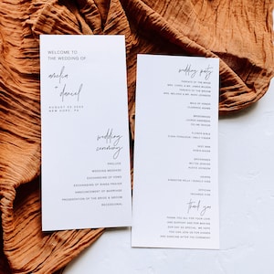 Editable Modern Wedding Program, Tall Wedding Program Template, Editable Wedding Program, Wedding Program Template, Instant Card, WP KC 02