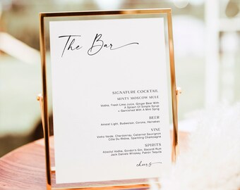 Wedding The Bar Sign Template, Editable Wedding Drink Sign, The Bar Template, Printable Bar Menu Sign, Wedding Bar Menu Template, RS KA 149