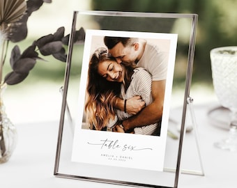 Photo Table Numbers, Modern Wedding Table Numbers Template, Editable Picture Table Numbers, Instant Boho Wedding Table Numbers, TN KA 11