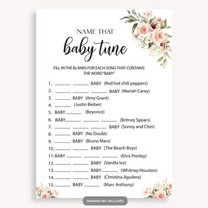 Juego de baby shower imprimible con la melodía "Nombra esa canción para bebé", tarjeta de juego con la canción "Nombra esa canción para bebé", adivina la canción para bebé, juegos divertidos para baby shower, instantáneo, 30 FM