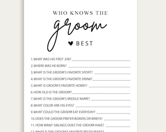 ¿Qué tan bien conoces al novio? Juego de despedida de soltera, ¿Qué tan bien conoces al novio? Juego de cartas digital ¿Quién conoce mejor al novio?, Imprimible, 216