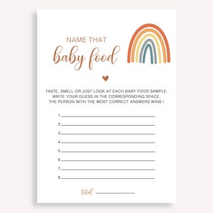 Name That Baby Food Baby Shower Game, Minimalist Baby Food Game, Modern Baby Food Guessing Game, Printable Guess The Baby Food Game, 70 FM