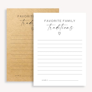 Tradiciones familiares favoritas, letrero de recuerdo de la infancia, letrero de género neutro, tarjetas y letreros de tradiciones familiares, juego minimalista de baby shower, 10 FA