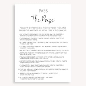 Pass The Gift Poem Baby Shower Game Idea, Printable Games, Pass The Prize Poem Baby Shower Game, Baby Shower Pass The Parcel Poem, 10 FF