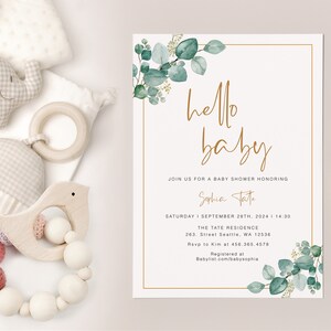 Eucalyptus Baby Shower Invite, Neutral Baby Shower Invitation, Greenery Baby Shower Invitation, Baby Shower Invitation Template, YD KG 45