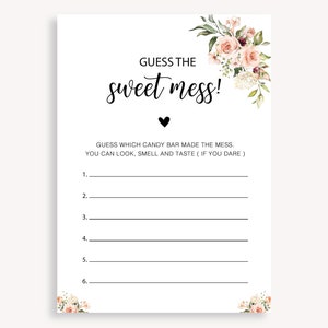 Guess The Sweet Mess Game, Minimalist Baby Shower Game, Poopy Diaper Game, Funny Baby Shower Game, Candy Bar Game, Dirty Diaper Game, 30 FM