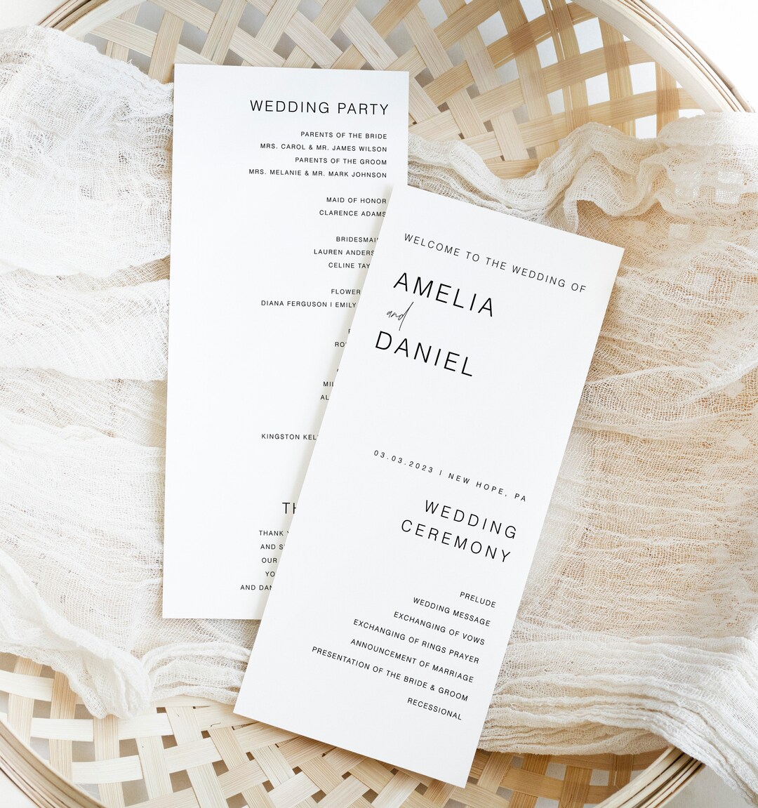 Editable Wedding Program Template, Elegant Wedding Ceremony Program ...