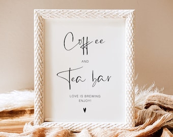 Tea Bar, Printable Baby Shower Coffee And Tea Sign, Coffee And Tea Station Sign, Baby Shower Cofffe Bar, Coffee And Tea Bar Sign, YS BG 225